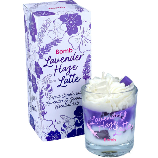 Lavender Haze Latte Piped Candle